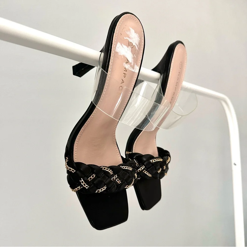 Rampage Square Toe Clear Heeled Sandals - Picture 6 of 6